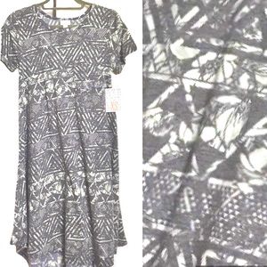 XS Lularoe Carly Floral Charcoal Gray & White NWT